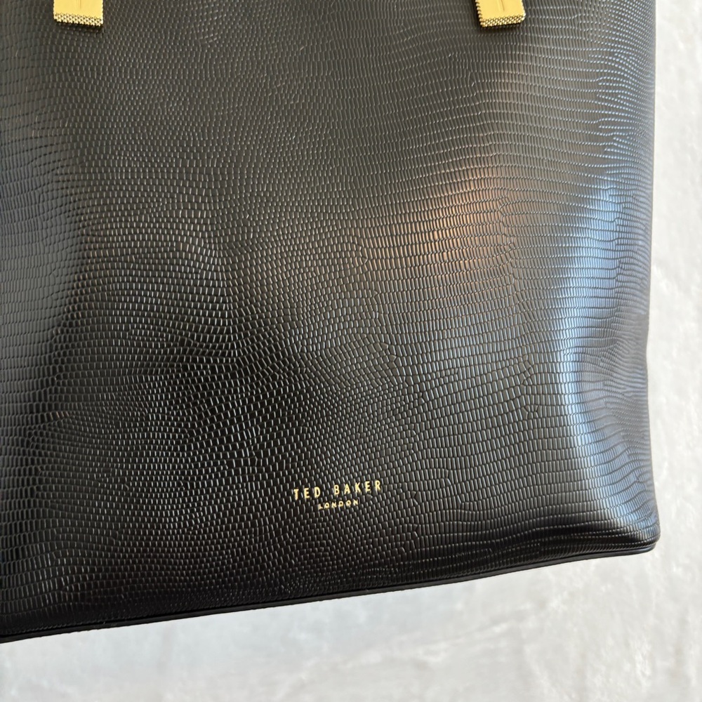 Ted Baker Black leather pebble Textured Delma shopper Tote Bag - Picture 2 of 16
